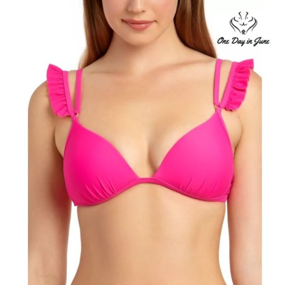 California Waves Other - Juniors' Ruffled Push-Up Bikini Top